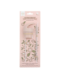 Dop, rietje & borstel set: Bloesems - roze