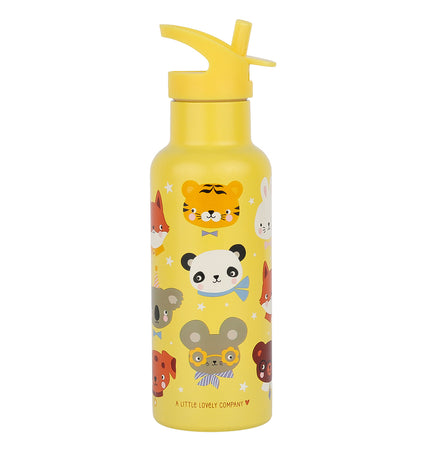 XL RVS drinkfles: Dierenvriendjes