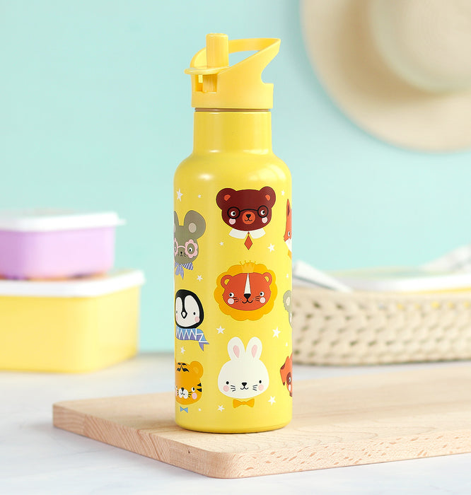 XL RVS drinkfles: Dierenvriendjes