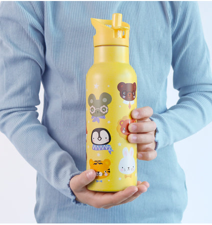 XL RVS drinkfles: Dierenvriendjes