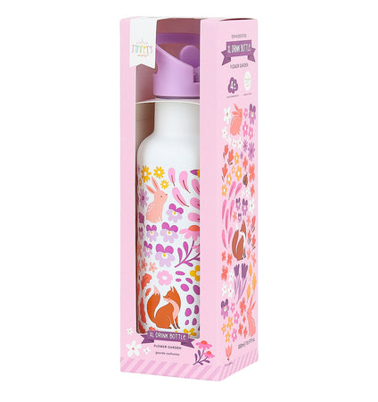 XL RVS drinkfles: Bloementuin