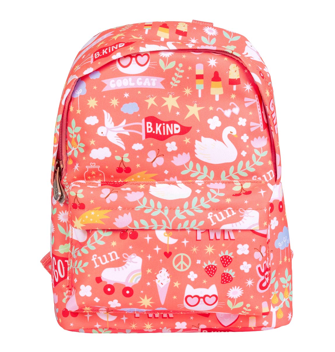 vooraanzicht koraalroze rugzakje uit de Fun collectie