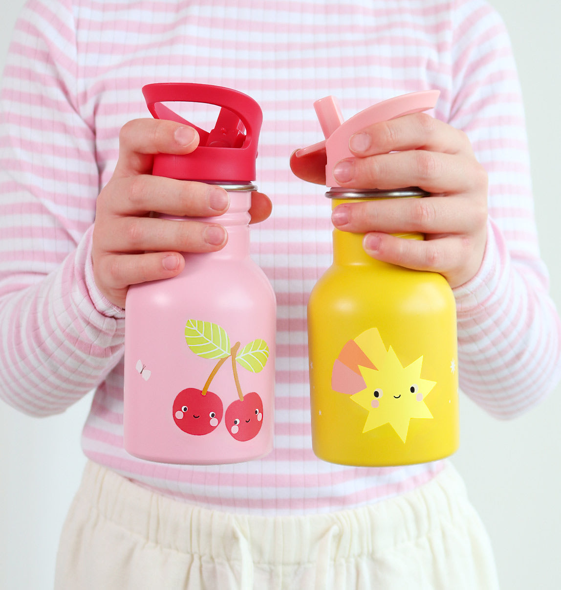 Kleine RVS drinkfles: Vrolijke kersen