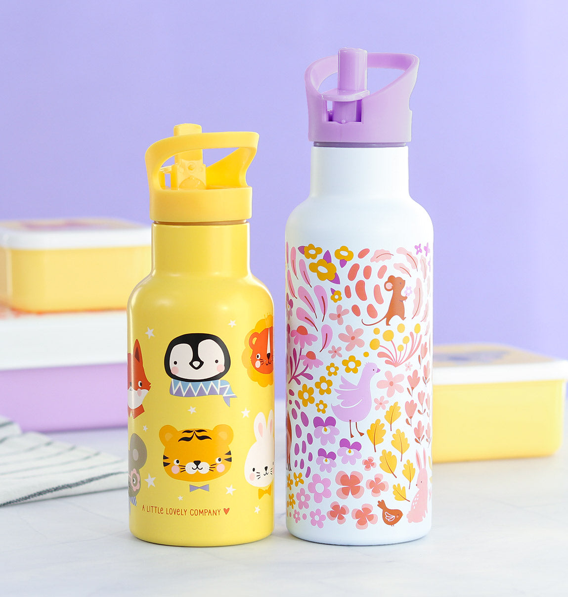 RVS drinkfles: Dierenvriendjes