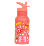 rode drinkfles met vrolijke print voor kinderen