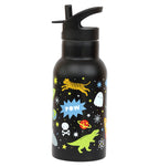 zwarte RVS drinkfles voor kids met dino en tijger