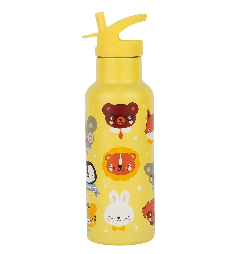 XL RVS drinkfles: Dierenvriendjes