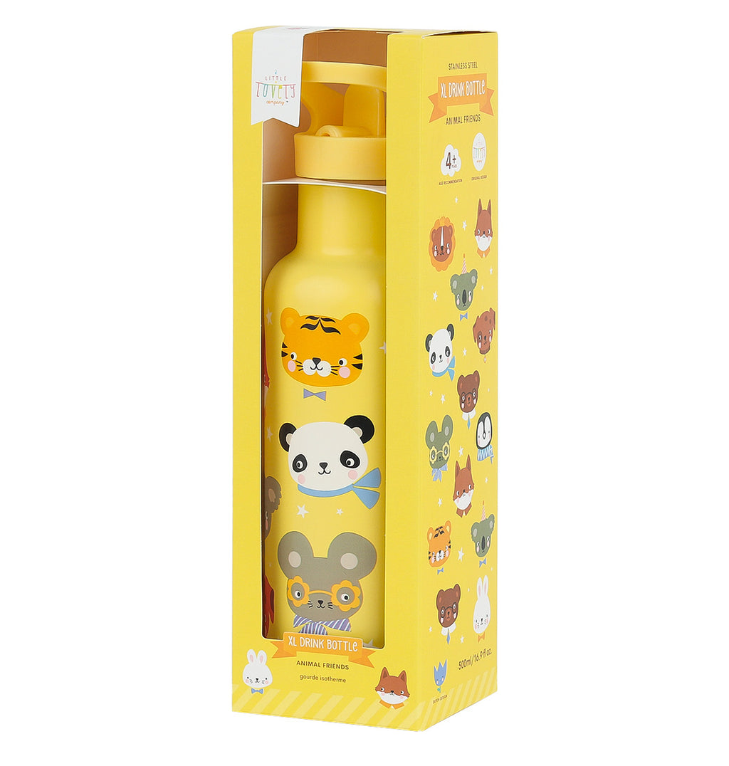 RVS drinkfles: Dierenvriendjes