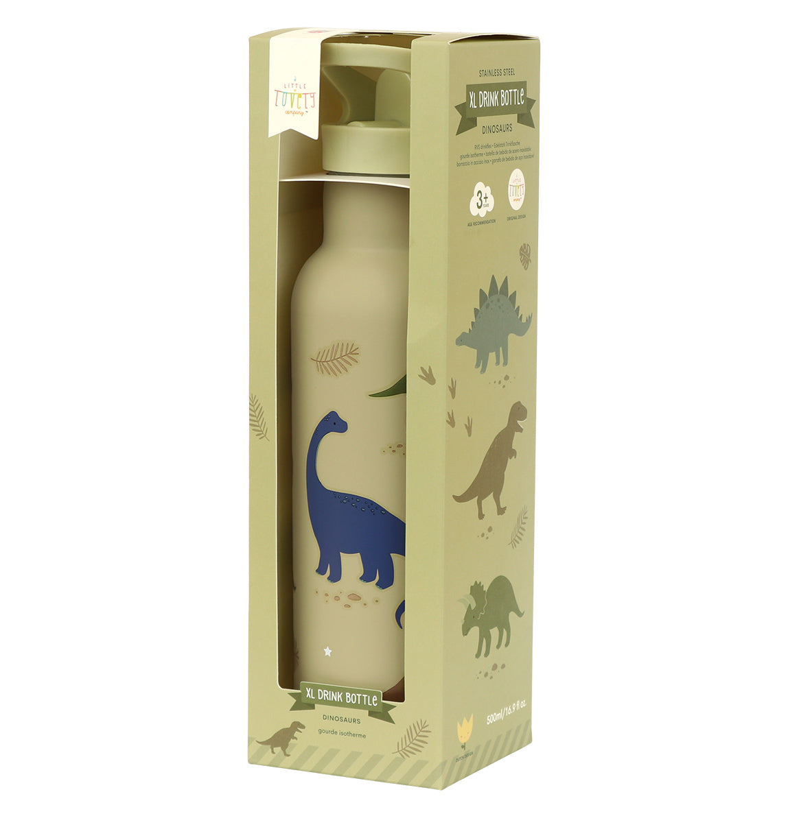 XL RVS drinkfles: Dinosaurussen