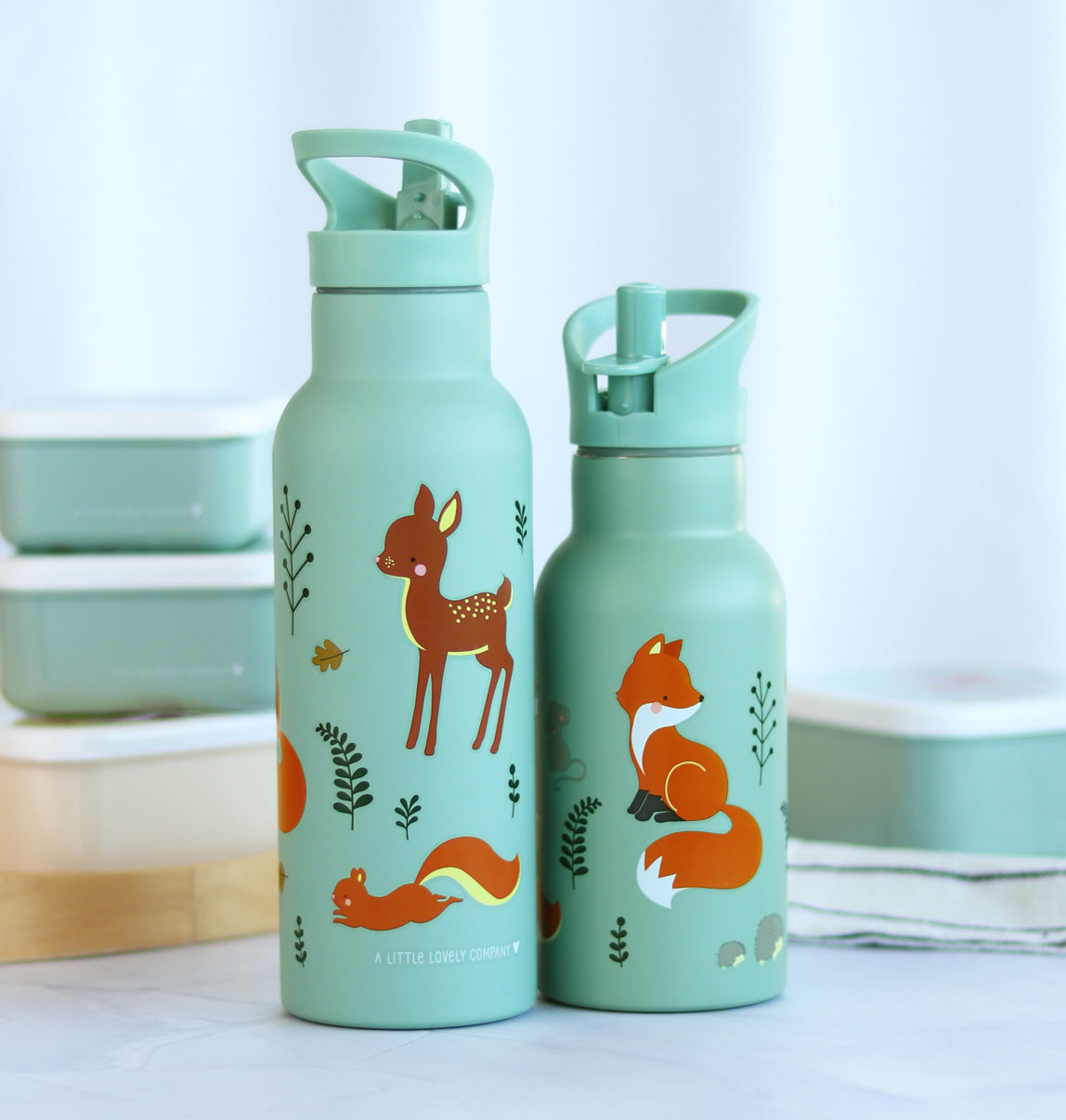 XL RVS drinkfles: Bosvriendjes