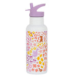 XL RVS drinkfles: Bloementuin