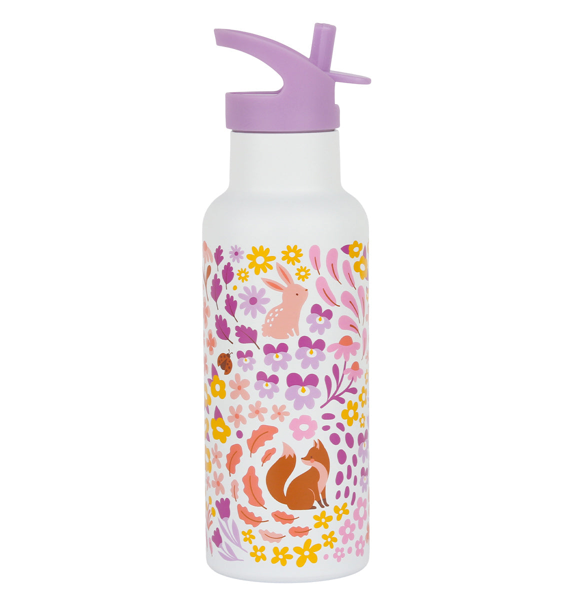 XL RVS drinkfles: Bloementuin