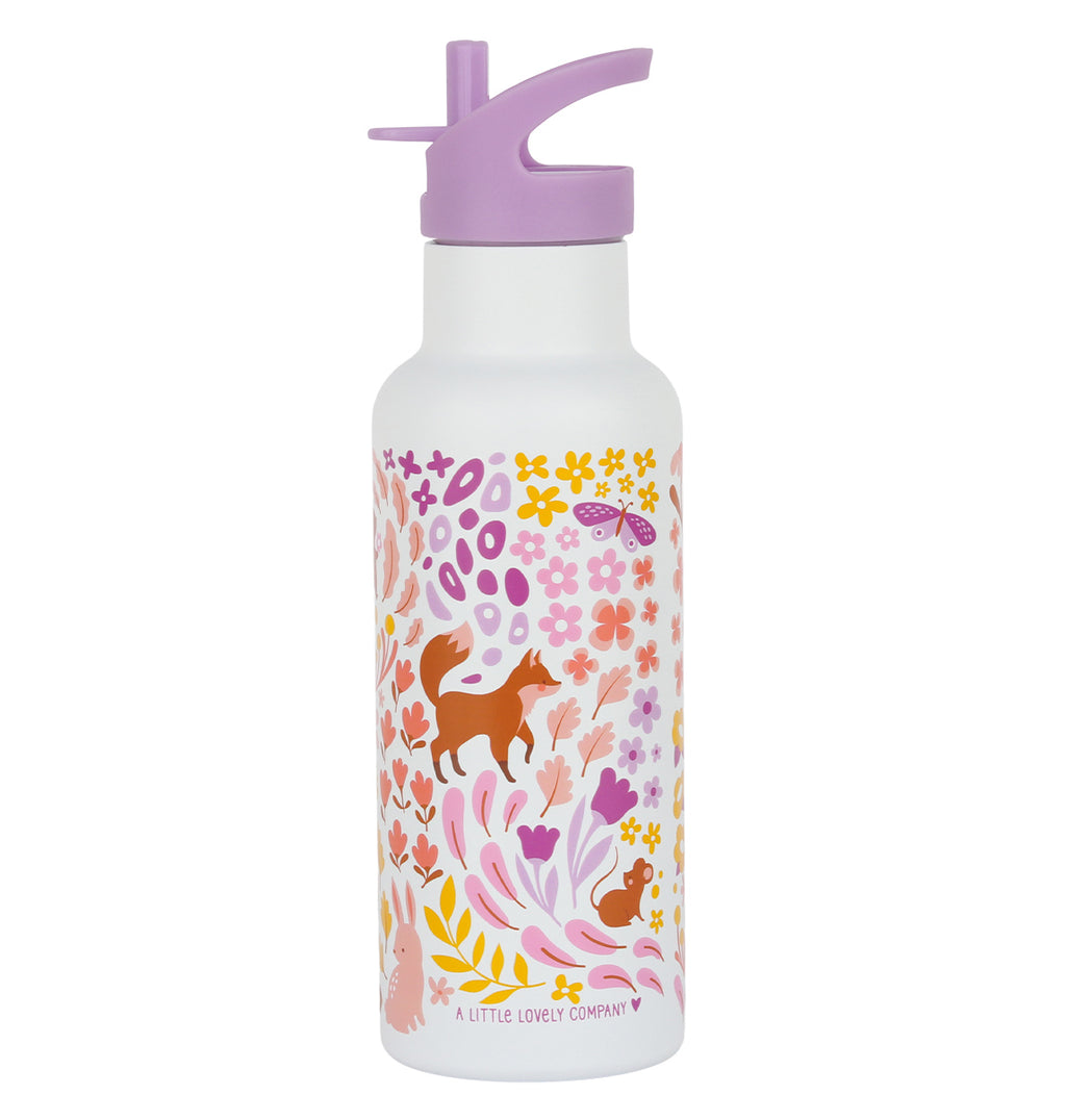 XL RVS drinkfles: Bloementuin
