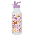 XL RVS drinkfles: Bloementuin