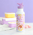 XL RVS drinkfles: Bloementuin