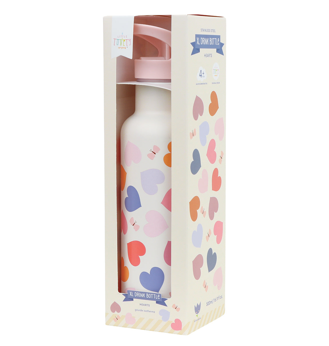 XL RVS drinkfles: Hartjes