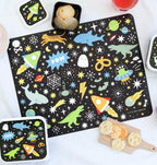 Zwarte Galaxy placemat met broodbakjes
