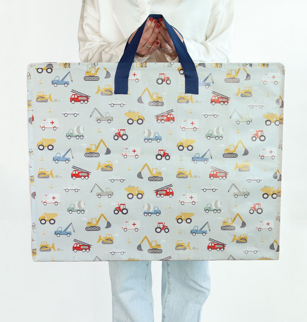 XL opbergtas van a little lovely company met voertuigen print