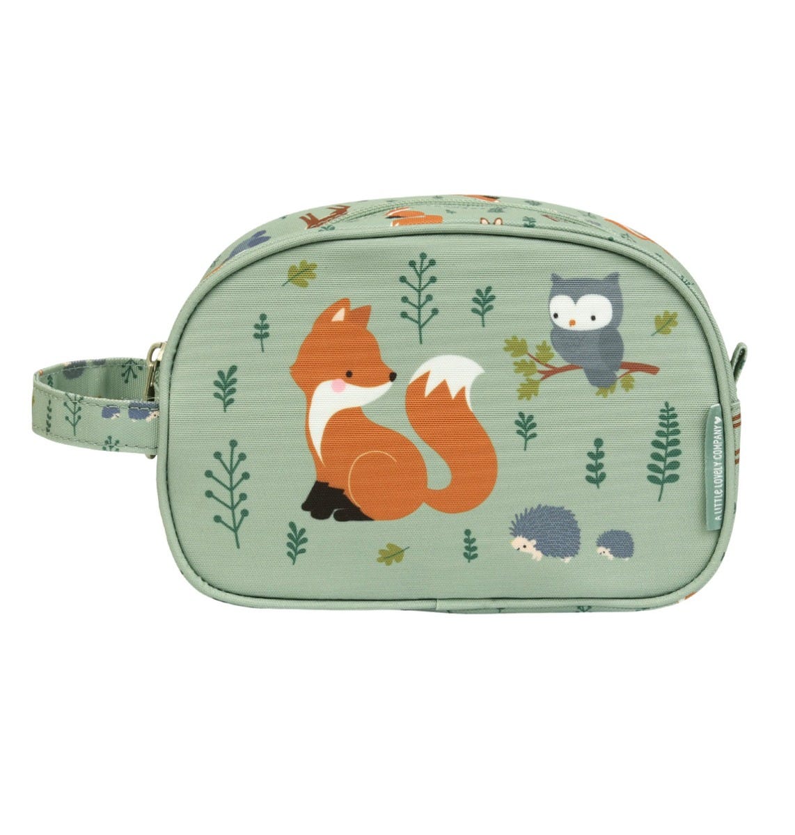 groen toilettasje voor kids met schattige dieren uit het bos van a little lovely company